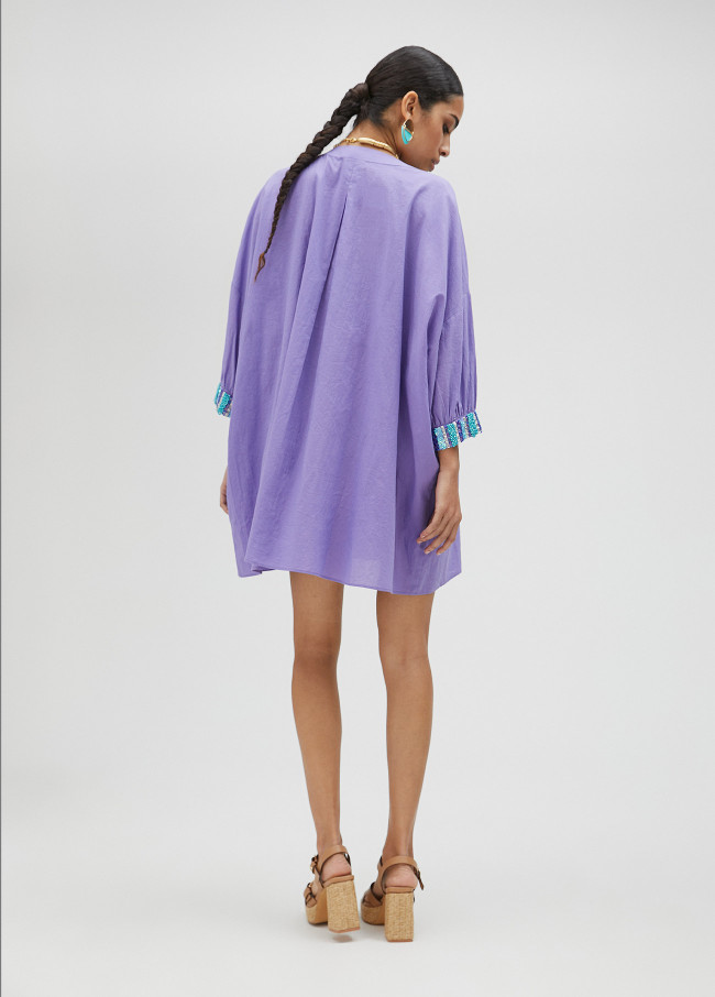 Vestido kurta violeta con bolsillos