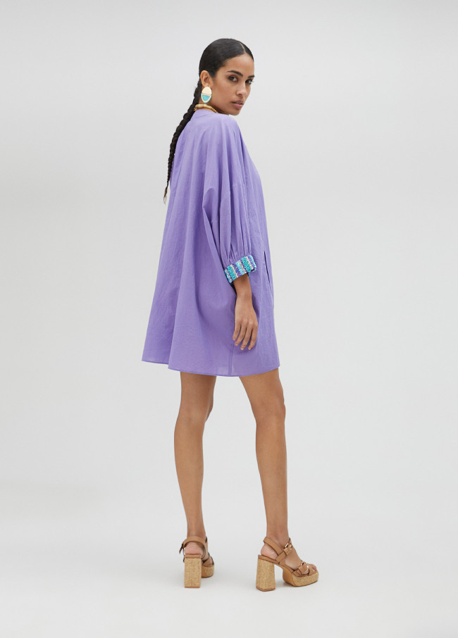 Vestido kurta violeta con bolsillos