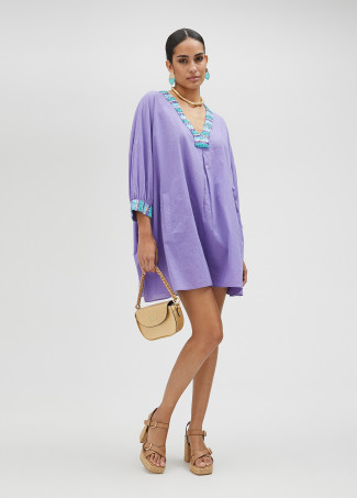 Vestido kurta violeta con bolsillos