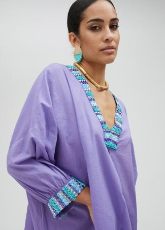 Vestido kurta violeta con bolsillos