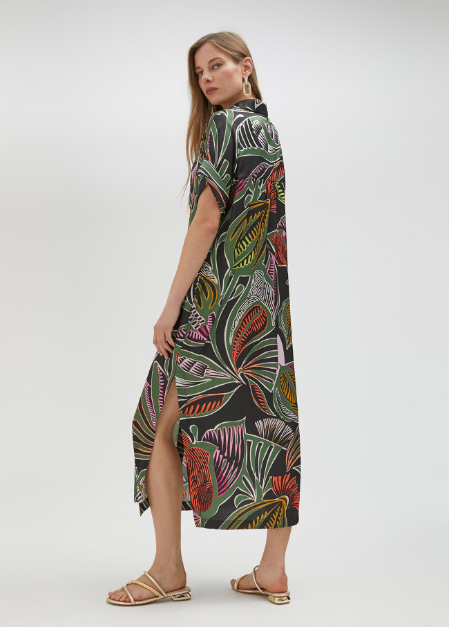 Hemdkleid mit Tropenmuster