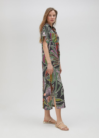 Vestito chemisier stampa tropicale