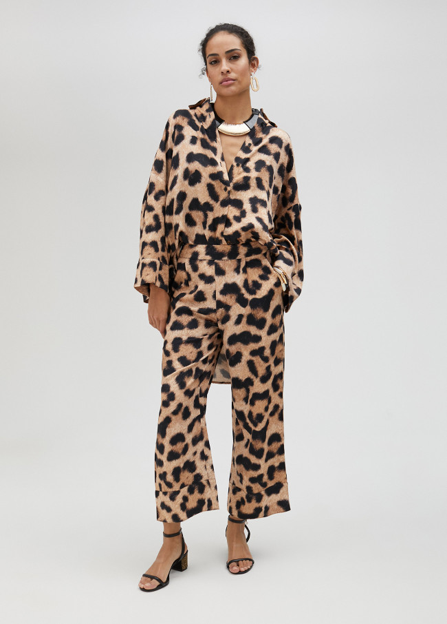 Palazzohose mit Animal Print