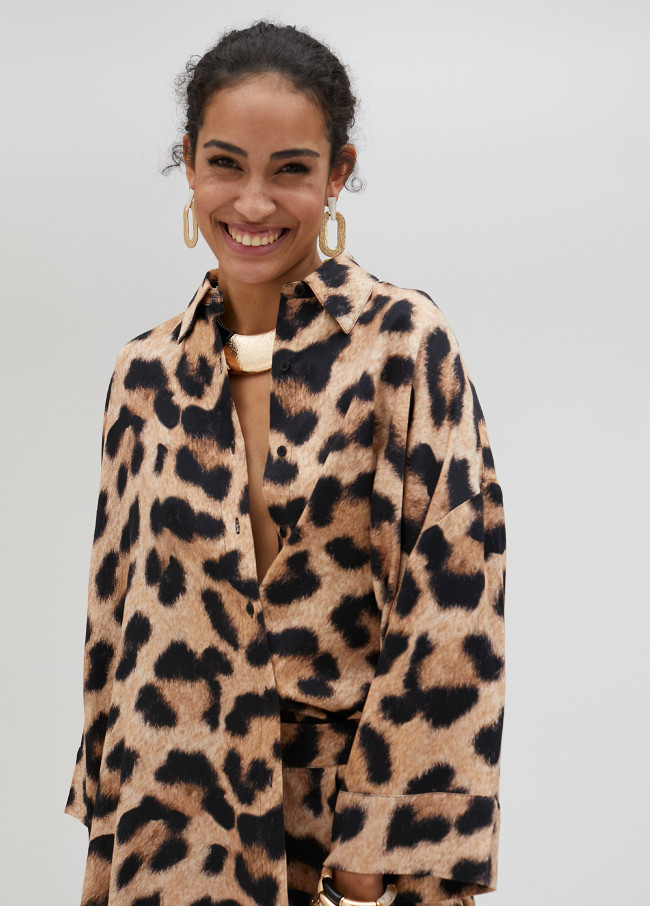 Maxi camicia leopardata