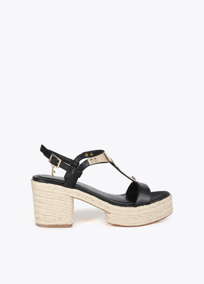 Esparto high-heel sandals with metallic detail