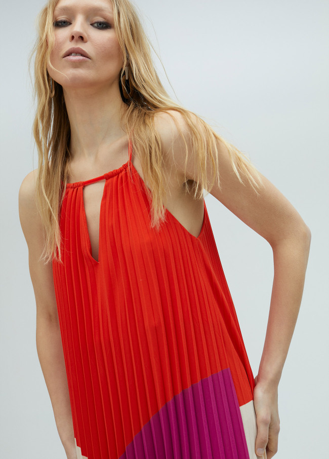 Vestito plissettato tricolore