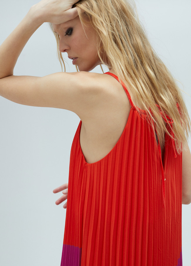 Robe plissée tricolore