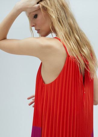 Robe plissée tricolore