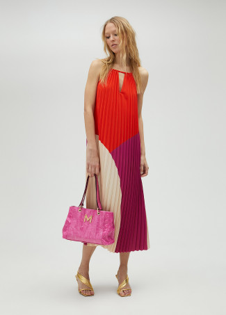 Three-tone pleated dress