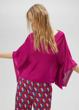 Knit cape sleeve sweater