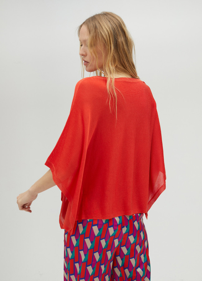 Camisola de malha com manga capa