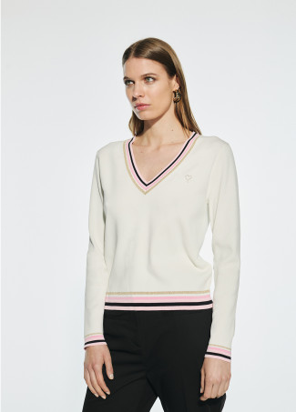 Pullover con dettaglio colorato