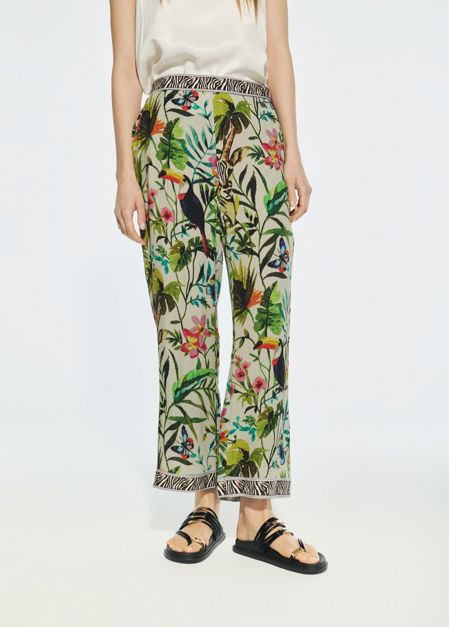 Lange Hose mit Dschungel-Print