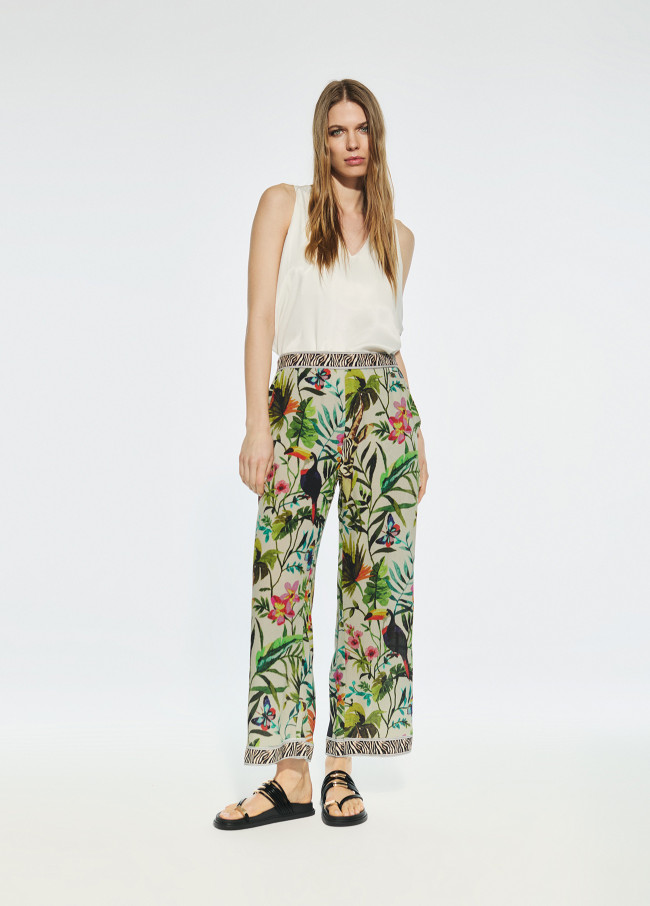 Long jungle print trousers