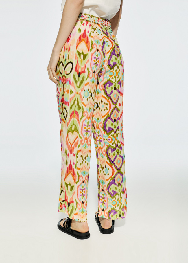 Pantalón seda estampado coulotte