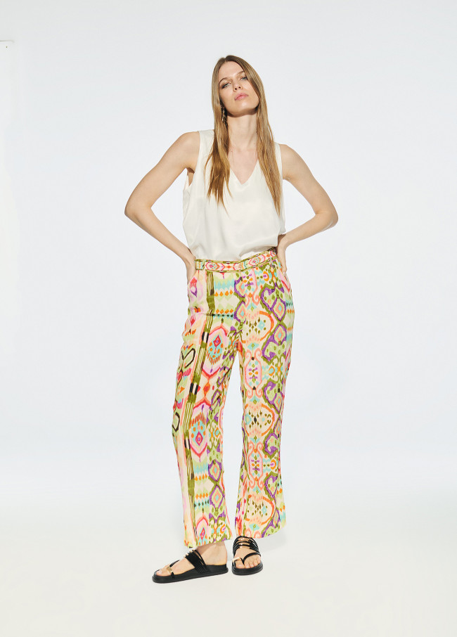 Printed silk culottes