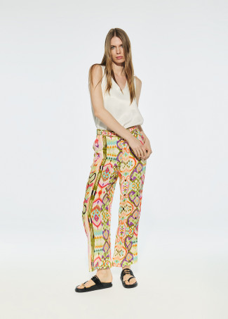 Pantalón seda estampado coulotte