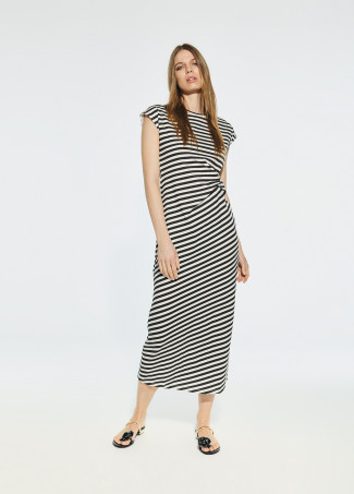 Striped knit dress with knot