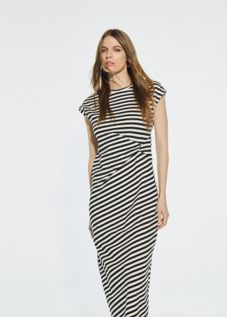 Striped knit dress with knot
