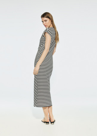 Striped knit dress with knot