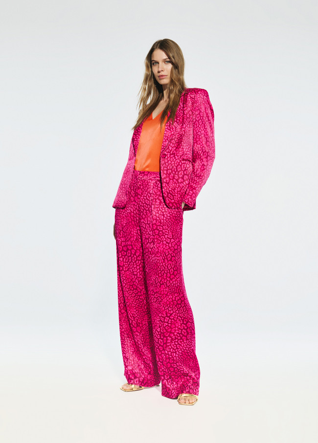 Animal print straight trousers