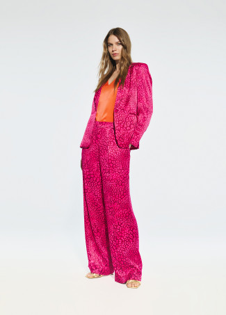 Animal print straight trousers