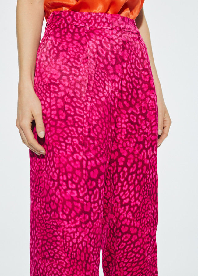 Pantaloni dritti stampa animalier