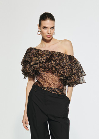 Top volant stampa animalier