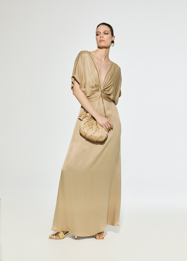 Long dress with draped waist