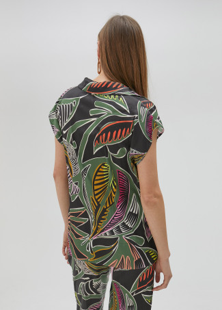 Bluse mit Tropenmuster