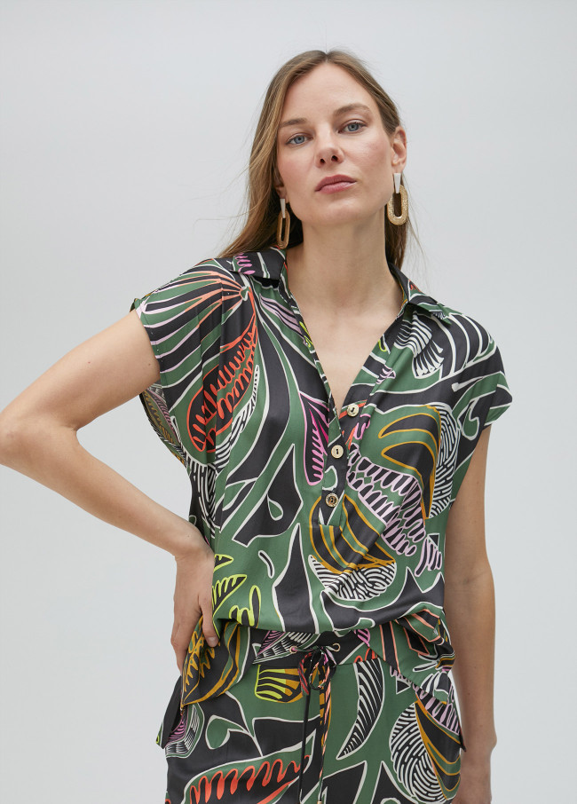 Tropical print blouse