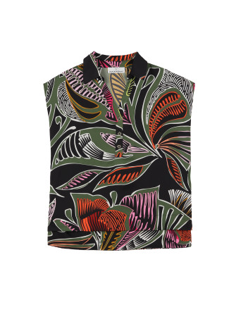 Blusa com estampado tropical