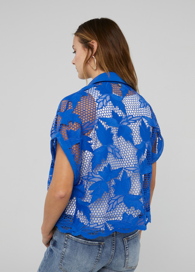 Camicia corta traforata guipure