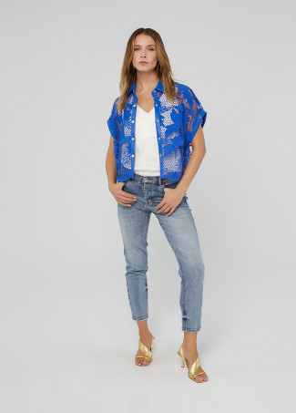 Camicia corta traforata guipure