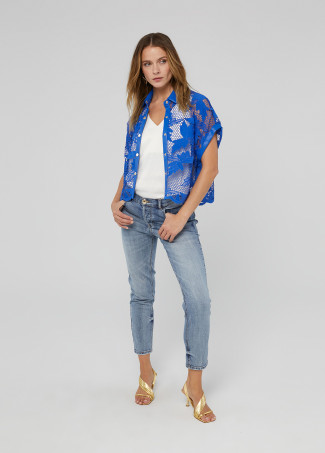Camicia corta traforata guipure