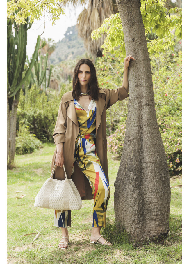 Tropical print satin joggers 2