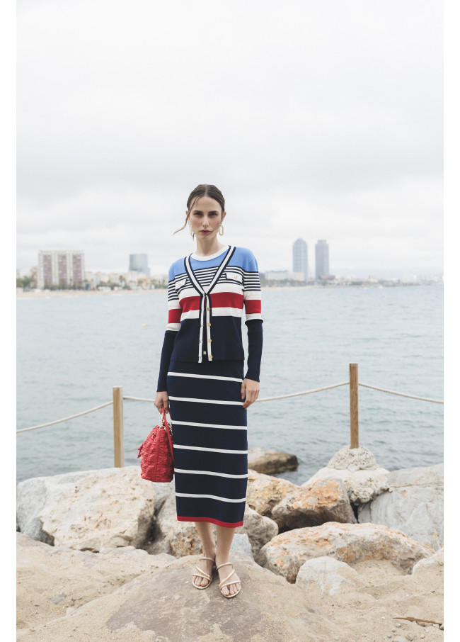 Multicoloured striped cardigan