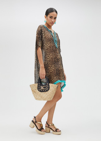 Vestito corto stampa animalier