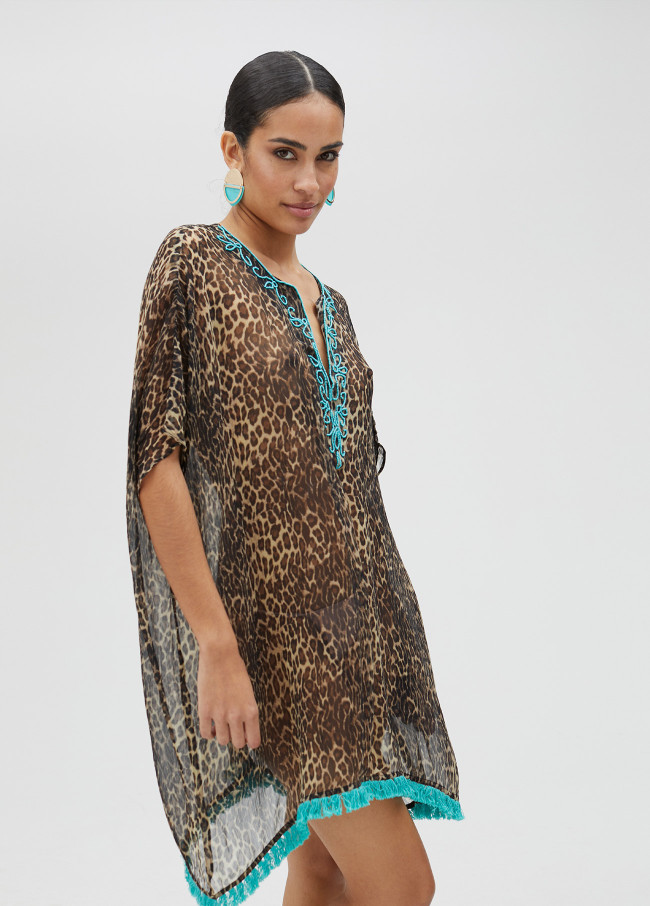 Vestido curto com animal print