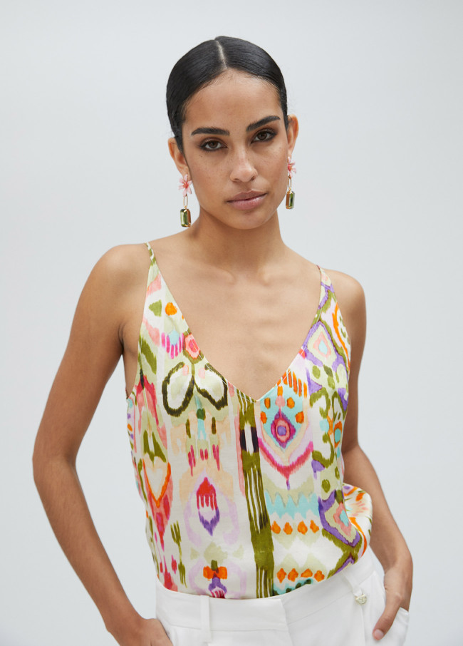 Seiden-Top mit Print