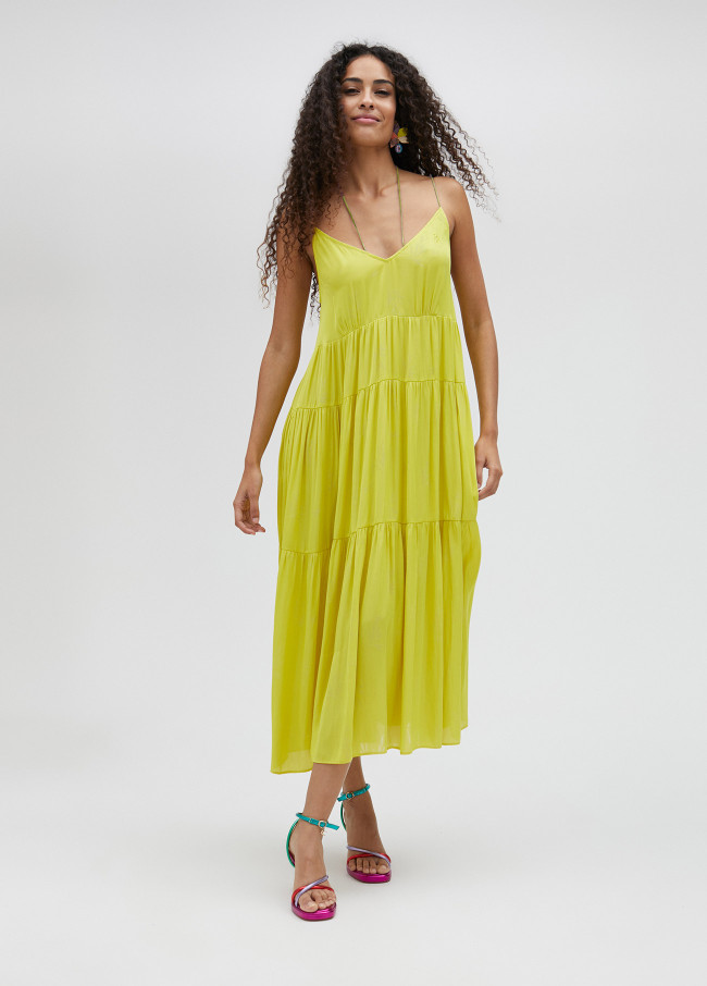 Robe à bretelles avec volants