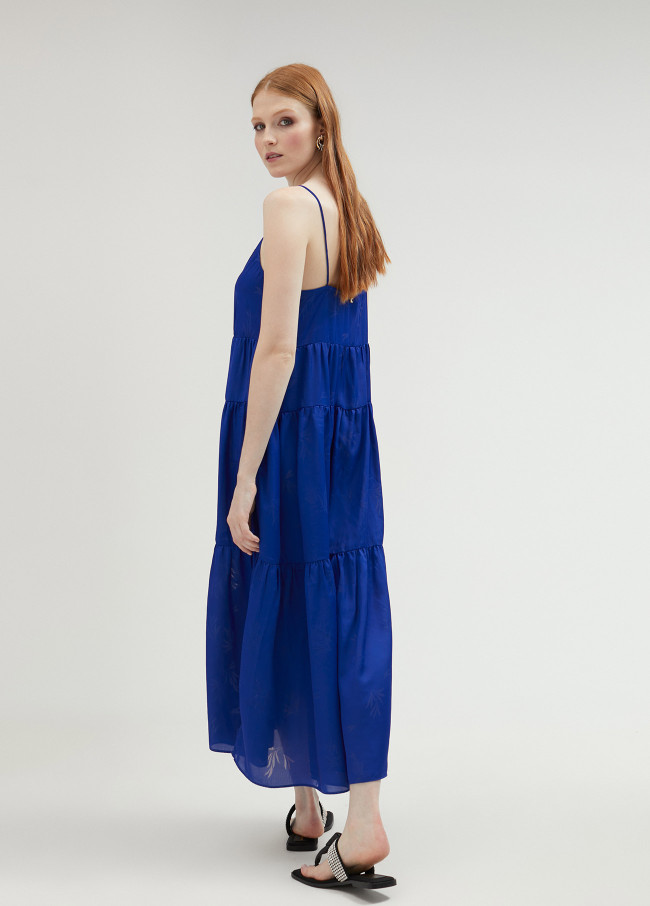 Langes Trägerkleid mit Volant