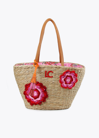 Capazo flores crochet