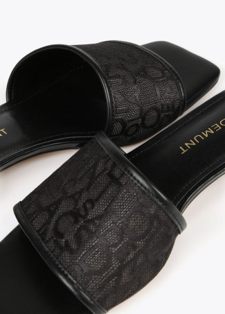 Slider sandals in monogrammed mesh