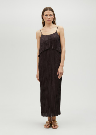 Vestido midi com folho