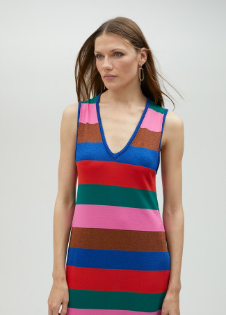 Robe midi à rayures