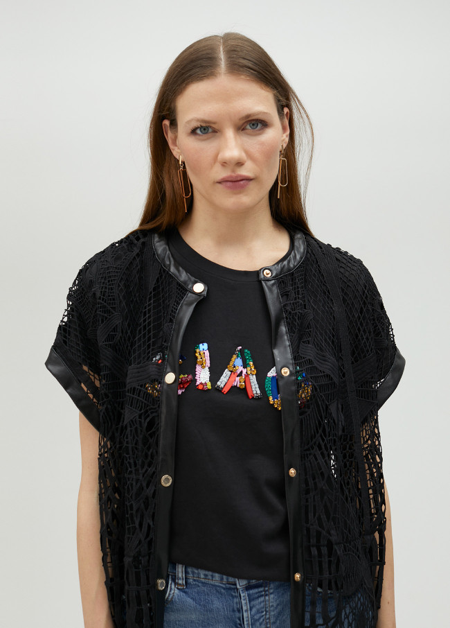 Chemise ajourée guipure