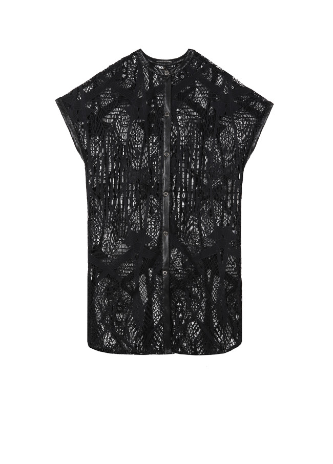 Openwork guipure lace shirt