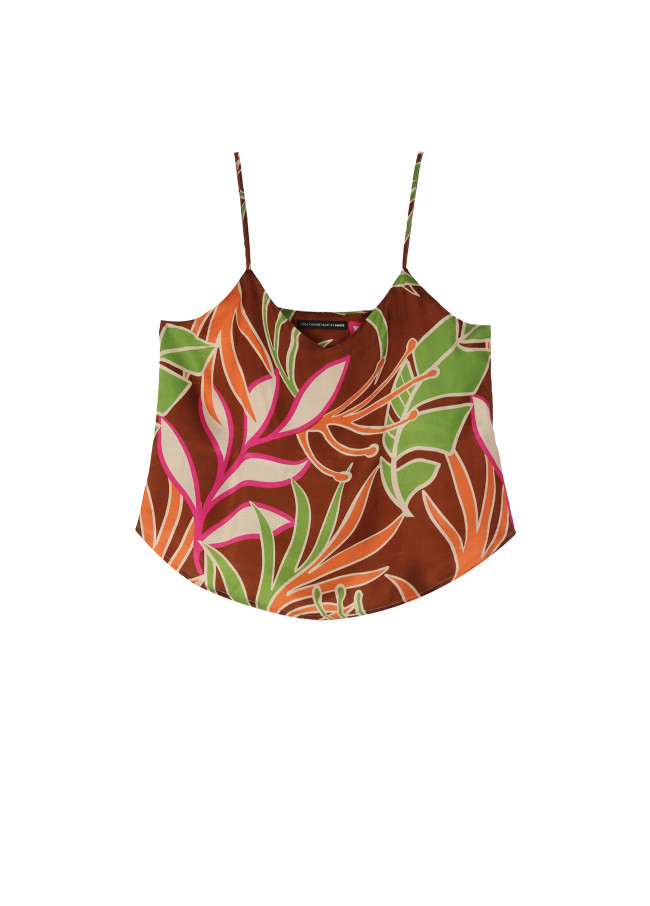 Top stile lingerie con spalline stampa floreale