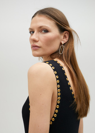 Vestido eyelets dorados